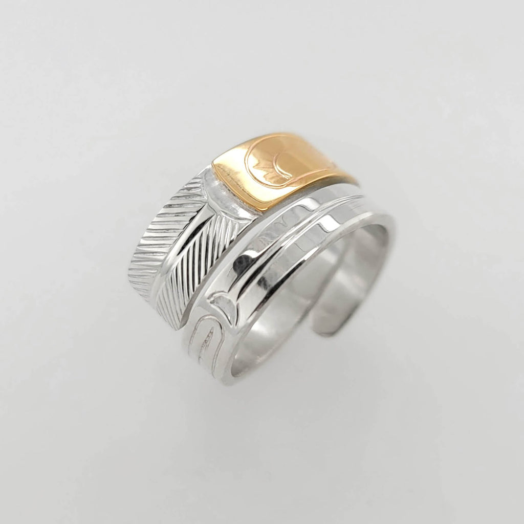 Silver and Gold Moon Wrap Ring by Justin Rivard