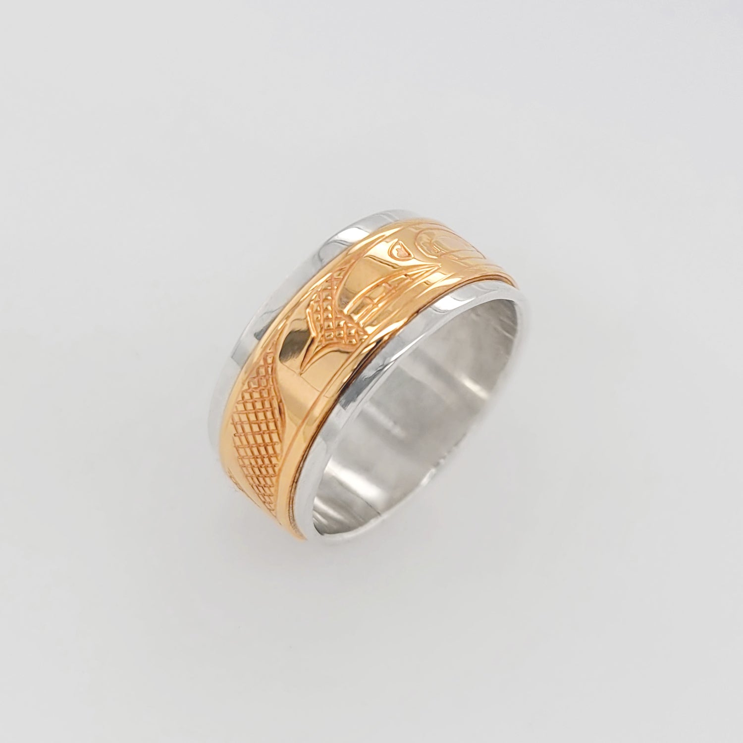 Orca or Killer Whale Silver with Gold Band 13
