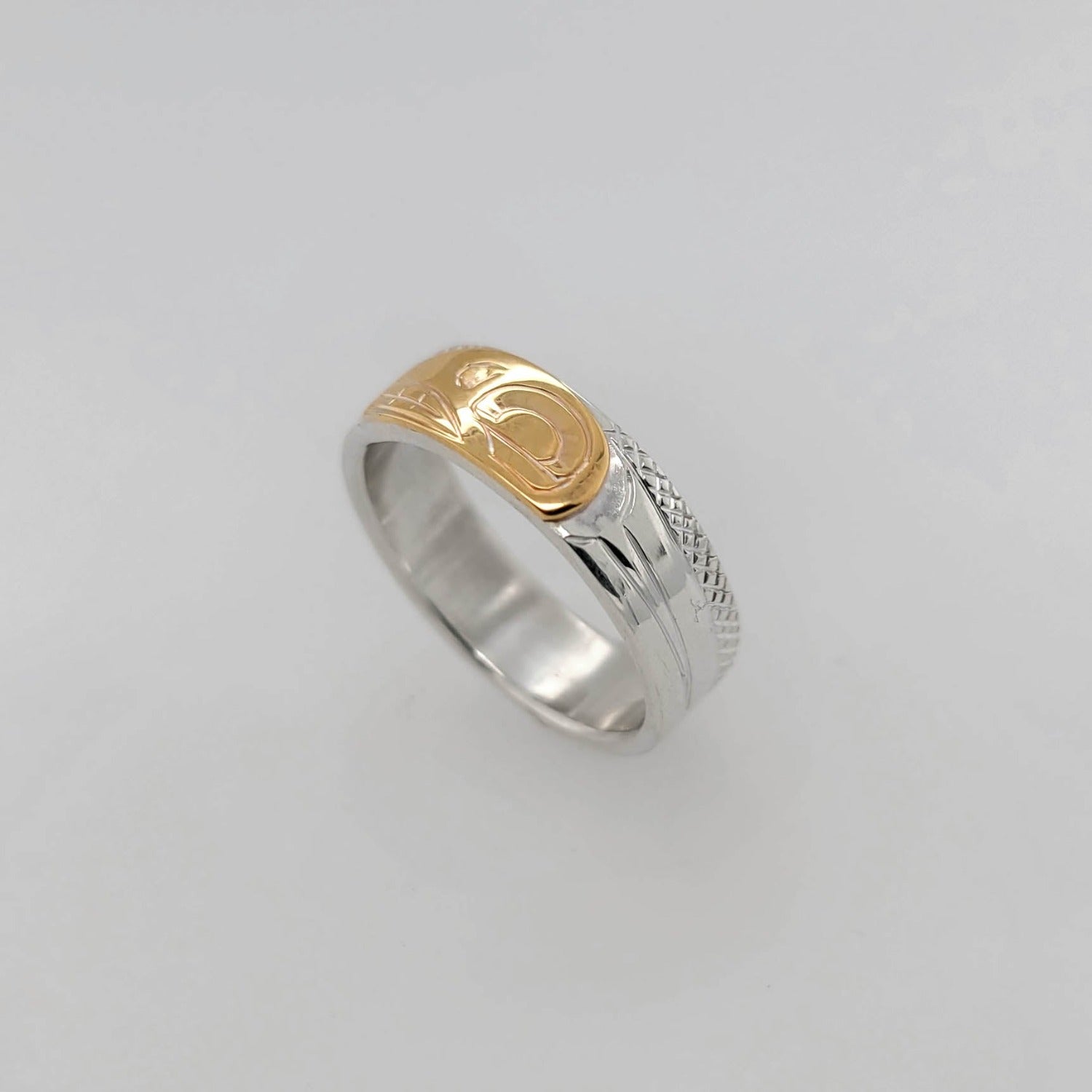 Silver and Gold Orca/Killer Whale Ring by Cree artist Justin Rivard