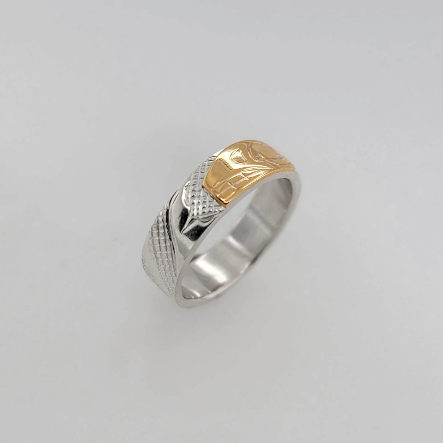 Silver and Gold Orca/Killer Whale Ring by Cree artist Justin Rivard