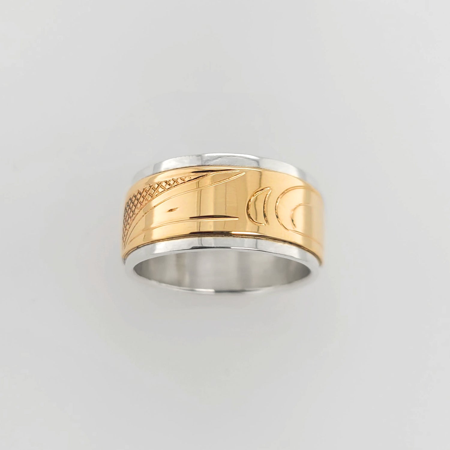 First Nations Silver and Gold Band by Cree artist Justin Rivard