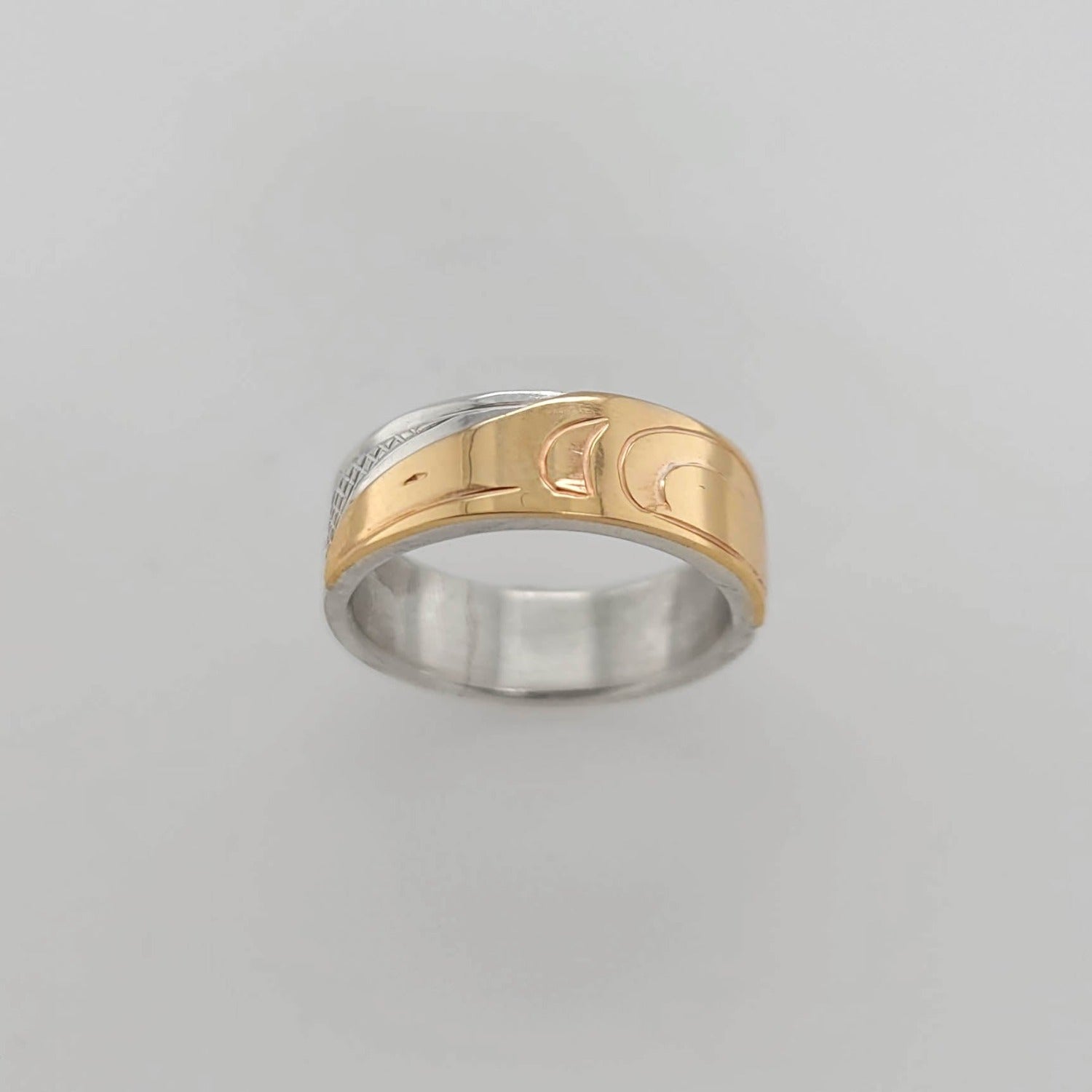 Silver and Gold Raven Ring by Cree artist Justin Rivard