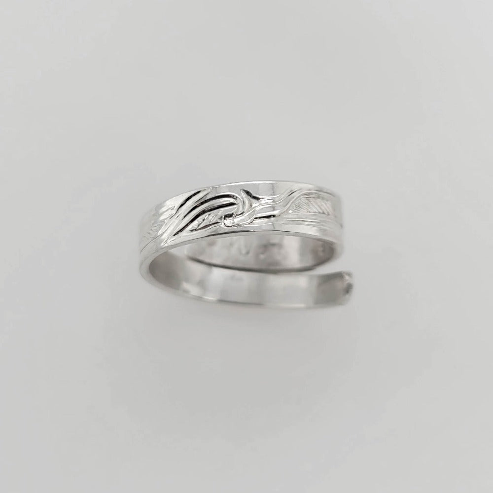 Silver and Gold Raven Wrap Ring by Tsimshian artist Bill Helin