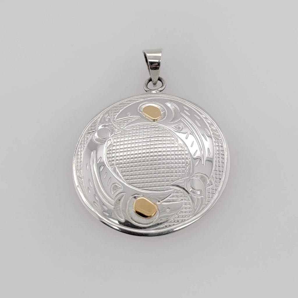 Indigenous Silver and Gold Salmon Pendant by Justin Rivard