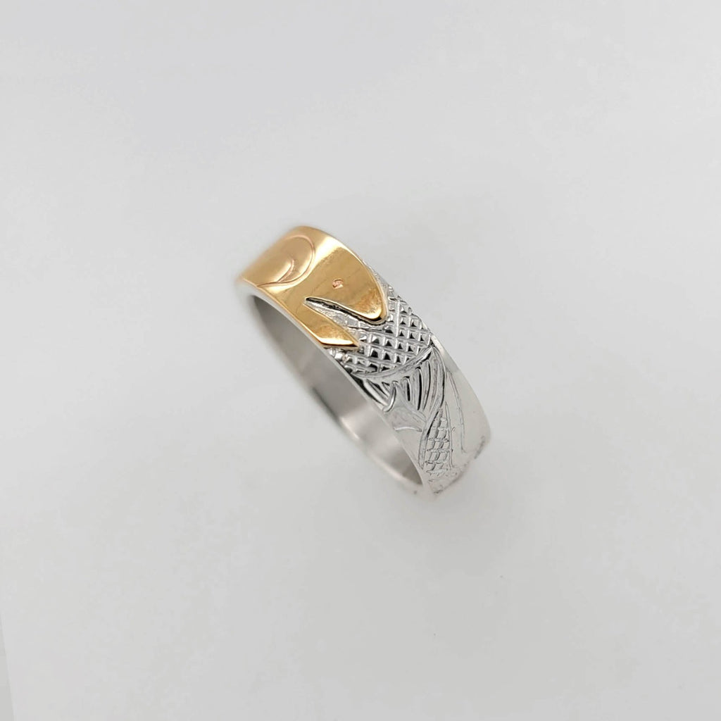 Silver and Gold Salmon Ring by Cree artist Justin Rivard