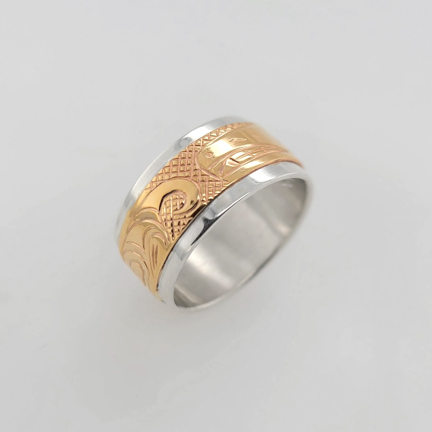 First Nations Silver and Gold Band by Cree artist Justin Rivard