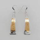 Silver and Gold Wolf Earrings by Cree artist Justin Rivard