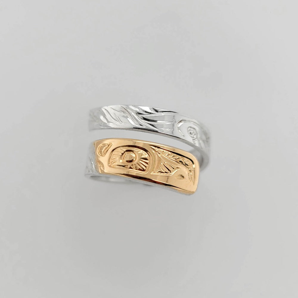 Silver and Gold Wolf Wrap Ring by Tsimshian artist Bill Helin