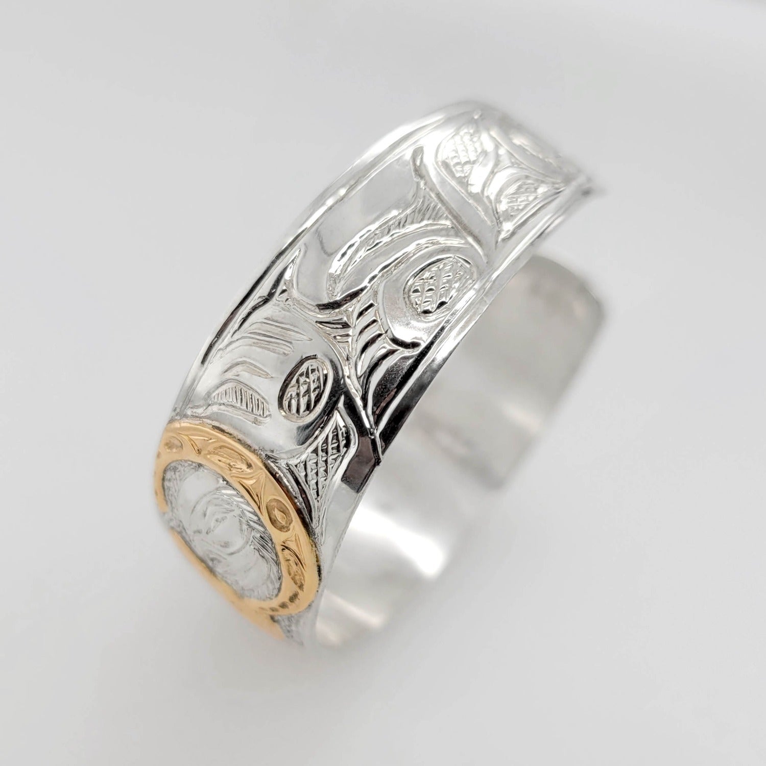 Silver and Gold Wolf Bracelet by Tsimshian artist Bill Helin