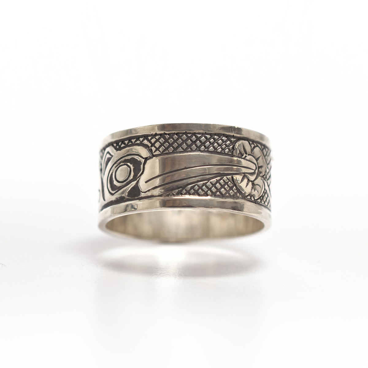 Silver Hummingbird Rung in Haida artist Carmen Goertzen