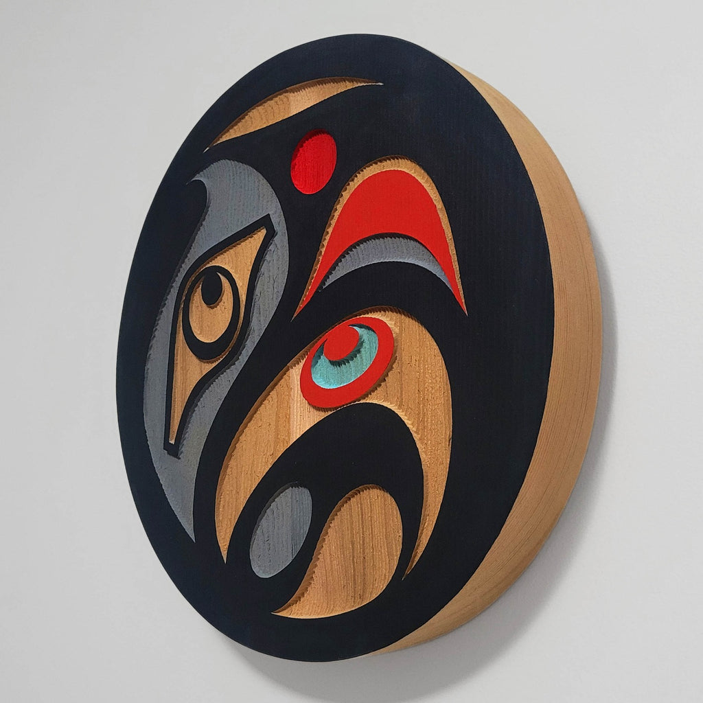 Small Sandblasted Eagle Cedar Panel by Kwakiutl artist Trevor Hunt