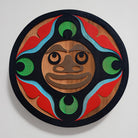 Samdblasted Moon Cedar Panel by Kwakiutl Native artist Trevor Hunt