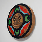 Samdblasted Moon Cedar Panel by Kwakiutl Native artist Trevor Hunt