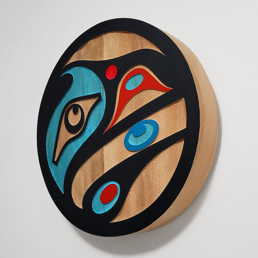 Small Sandblasted Raven Cedar Panel by Kwakiutl carver Trevor Hunt