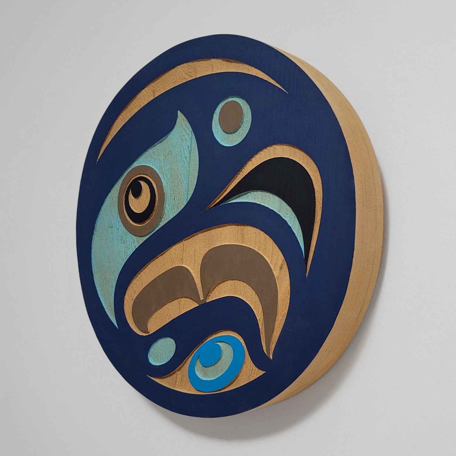 Sandblasted Salmon Cedar Panel by Kwakiutl Native artist Trevor Hunt