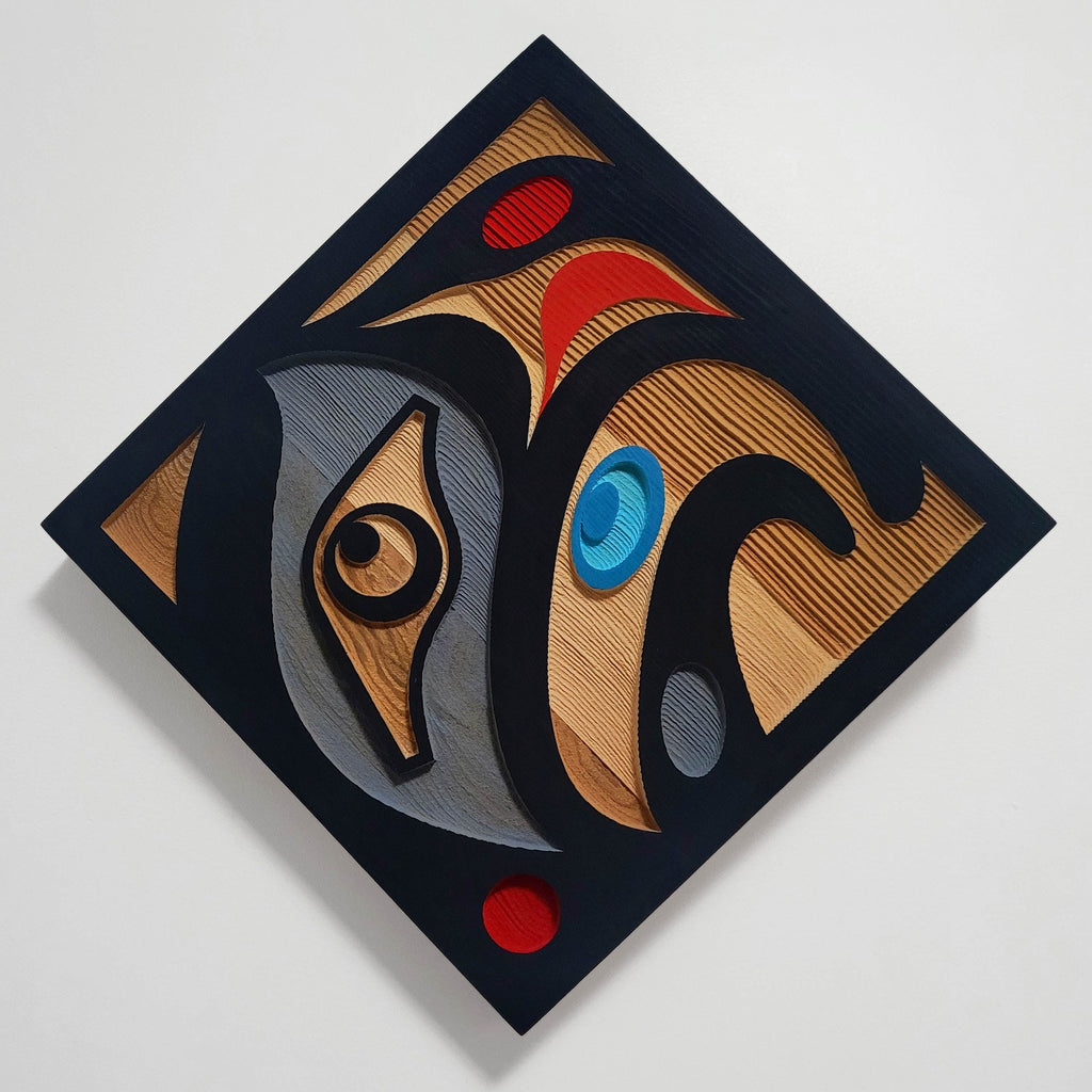 Square Sandblasted Eagle Panel by Kwakiutl carver Trevor Hunt