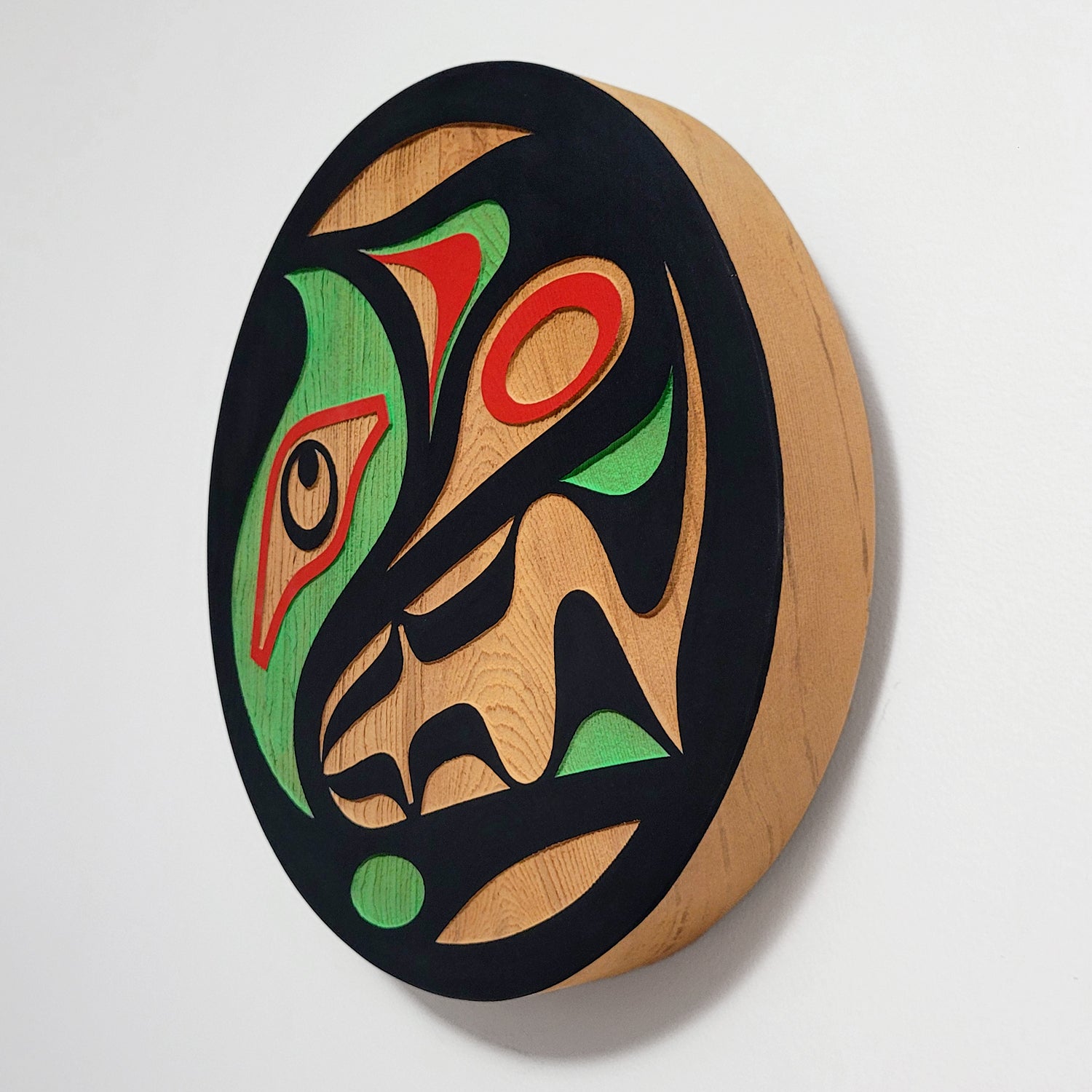 Small Sandblasted Cedar Wolf Panel by Kwakiutl carver Trevor Hunt