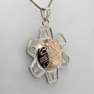 Silver Gold Sun Pendant by Cree Artist Justin Rivard