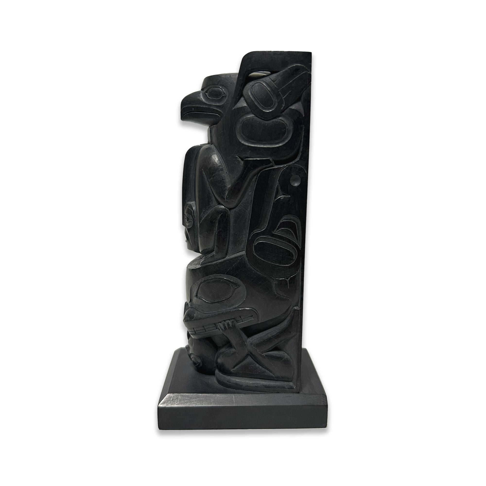 Argillite Totem of Figures and Faces by Haida artist Chris Russ