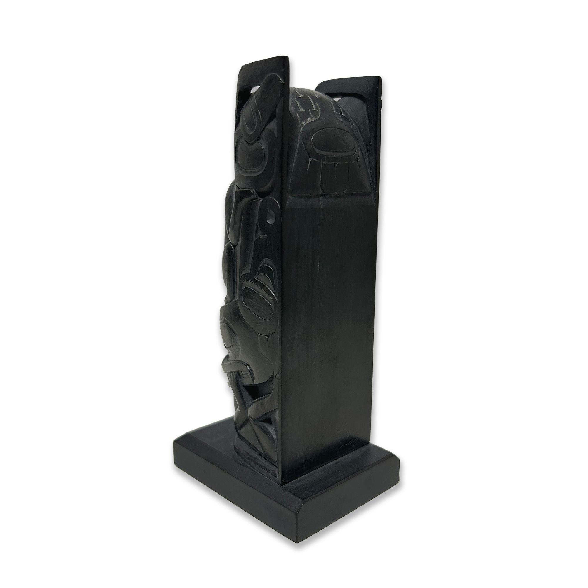 Argillite Totem of Figures and Faces by Haida artist Chris Russ