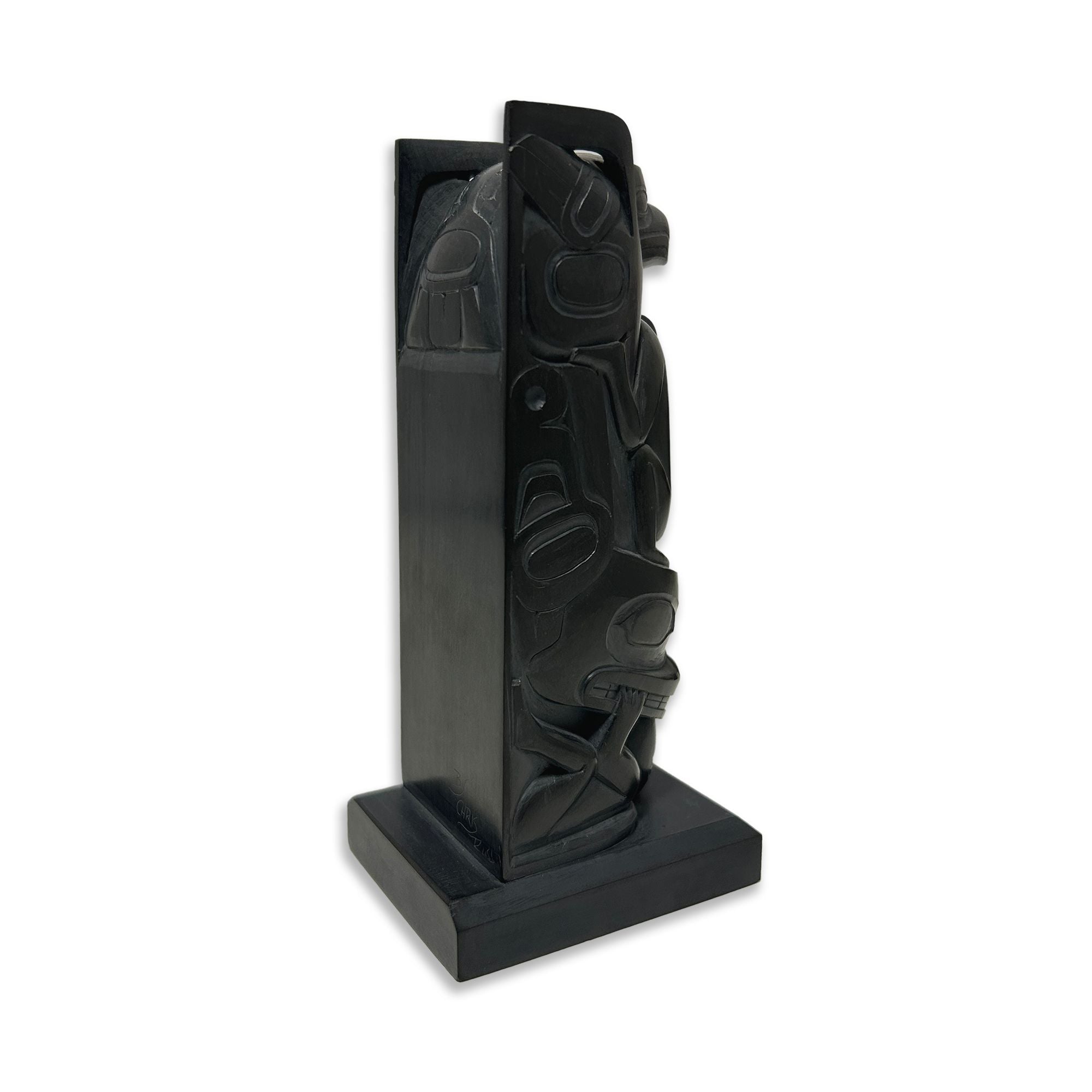 Argillite Totem of Figures and Faces by Haida artist Chris Russ