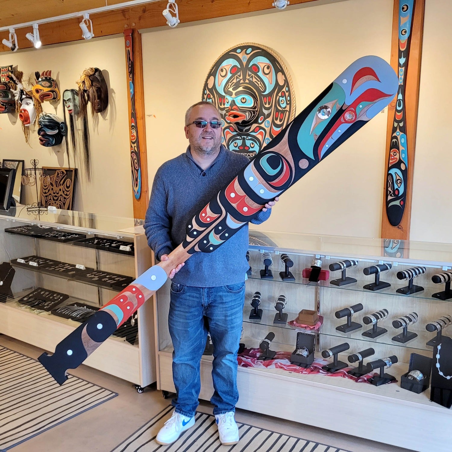 Large Steering Paddle by Kwakiutl artist Trevor Hunt