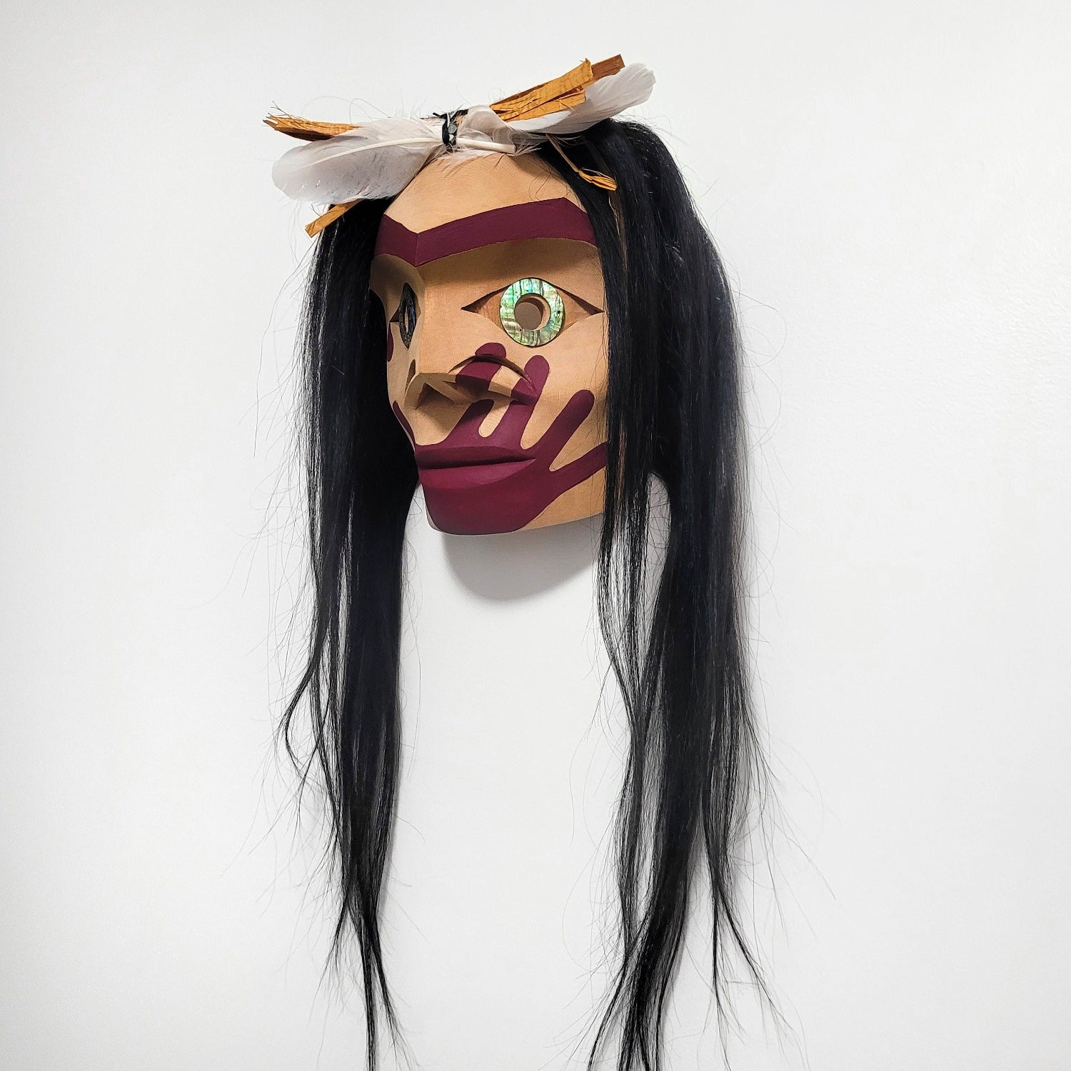 Cedar Warrior Woman Mask by Indigenous artist Russell Tate