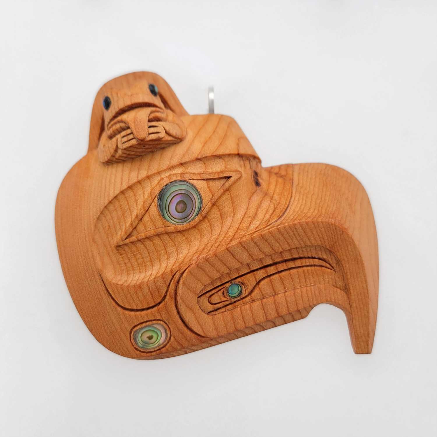 Yew Eagle and Frog Pendant by Haida artist Ron Russ