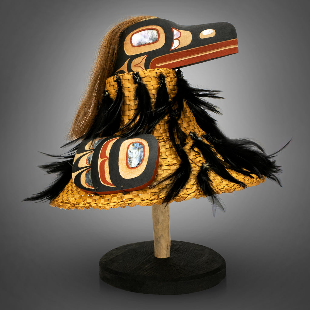 Raven Woven Cedar Hat by Kwagul Master Carver Calvin Hunt