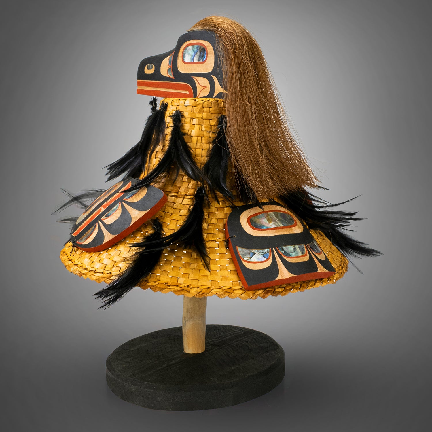 Raven Woven Cedar Hat by Kwagul Master Carver Calvin Hunt