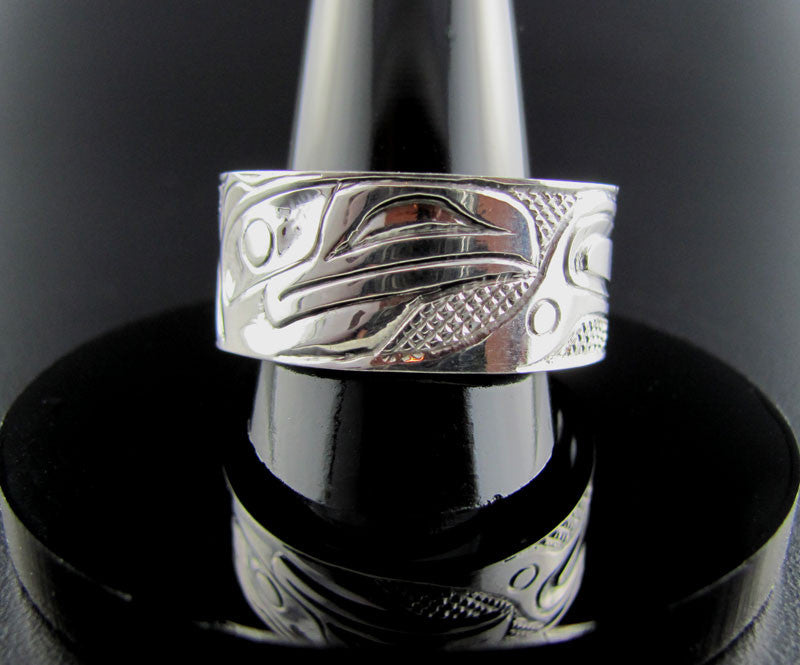 Raven Silver Ring by Haida artist Carmen Goertzen Spirits of the
