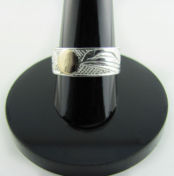 Haida Raven Steals the Moon Ring in Silver and Gold