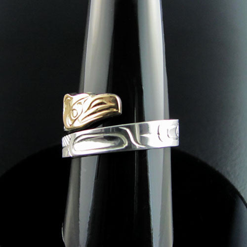 Haida Raven Gold and Silver Wrap ring by Carmen Goertzen