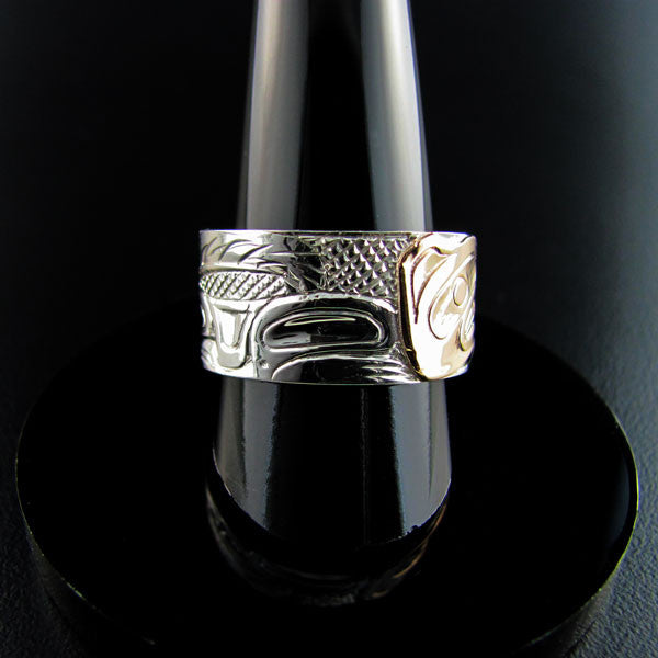 Haida Wolf Silver and Gold Band by Carmen Goertzen