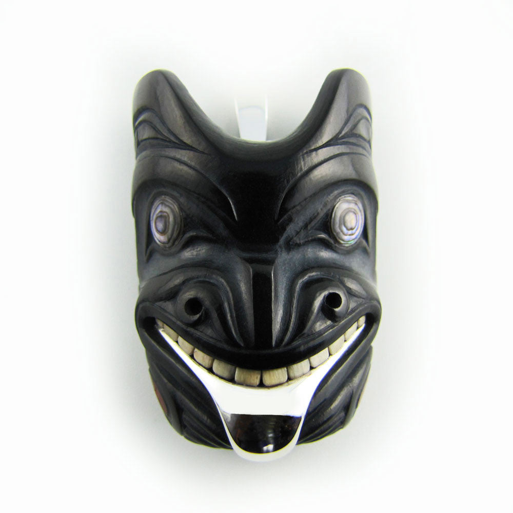 Argillite Haida Grizzly Bear Mask Pendant by Darrell White