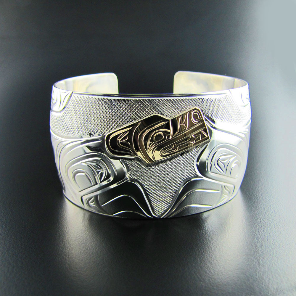 Large Silver and Gold Wolf Bracelet