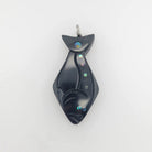 Argillite and Abalone Halibut Pendant by Haida carver Amy Edgars