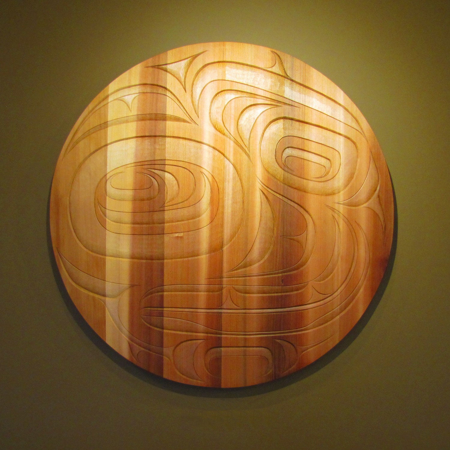 Large Bear and Salmon Cedar Panel by Kwakiutl carver Trevor Hunt