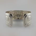 Silver Carved and Hammered Bear Bracelet by Haida artist Derek White