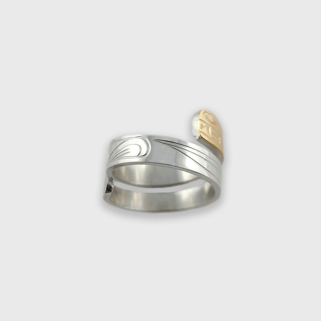 Silver and Gold Bear Wrap Ring by Cree artist Justin Rivard