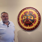 Kwakwaka'wakw Master Carver Bill Henderson with Abalone Moon Mask