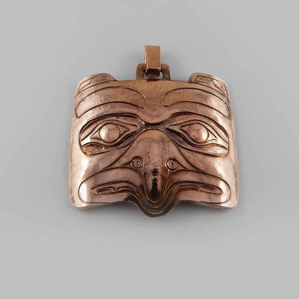 Copper Carved and Hammered Eagle Pendant by Haida artist Derek White