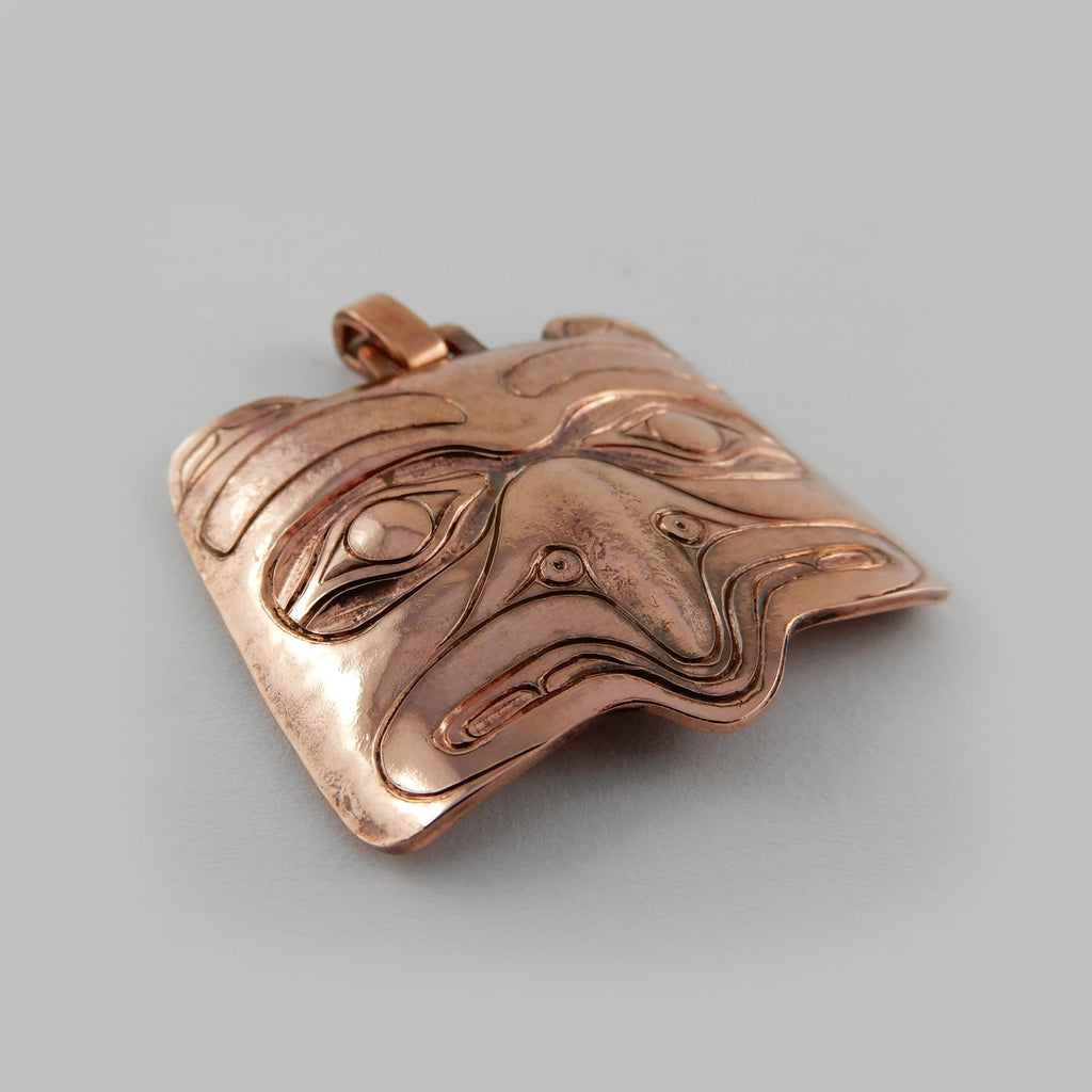 Copper Carved and Hammered Eagle Pendant by Haida artist Derek White