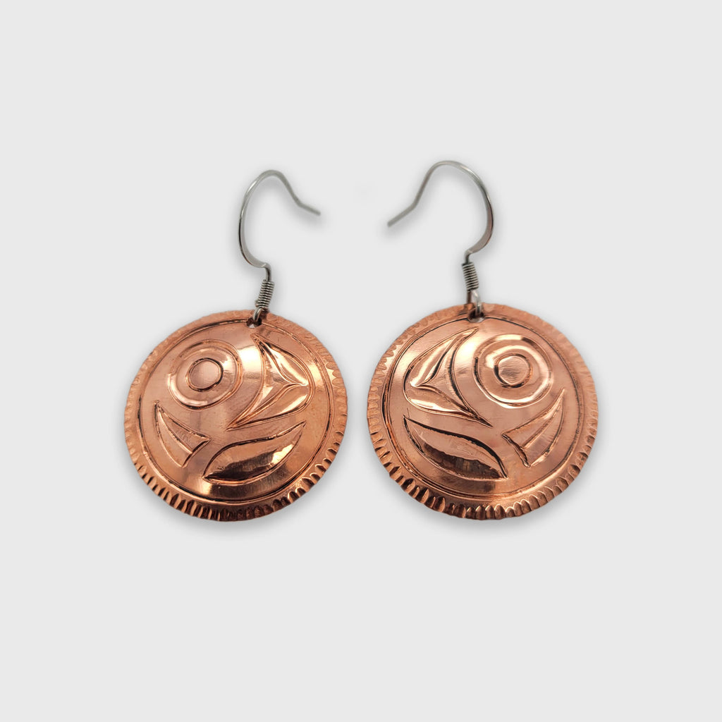 Copper Salmon Egg Earrings by Haida artist Derek White Jr.