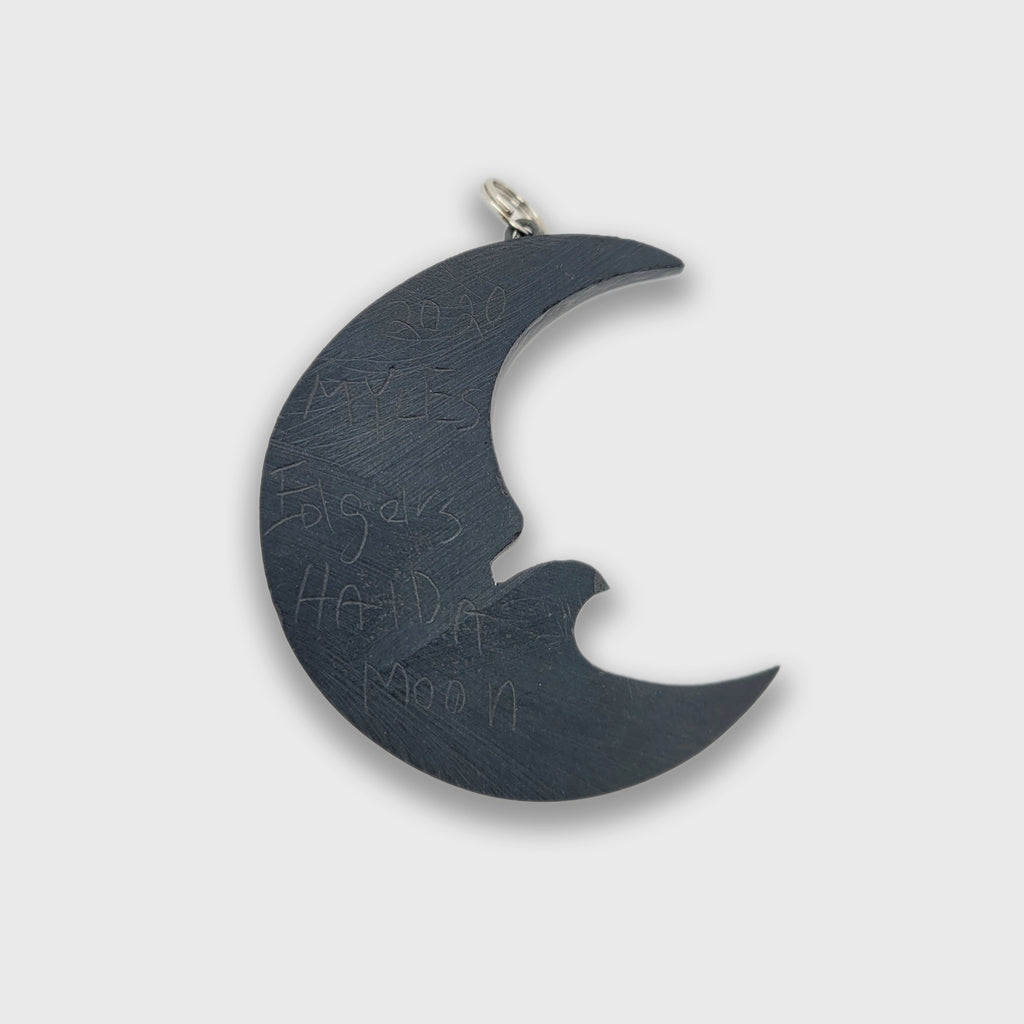 Argillite and Abalone Crescent Moon Pendant by Haida artist Myles Edgars