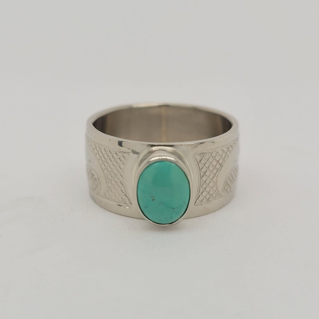 Gold and Turquoise Custom First Nations Wedding Ring