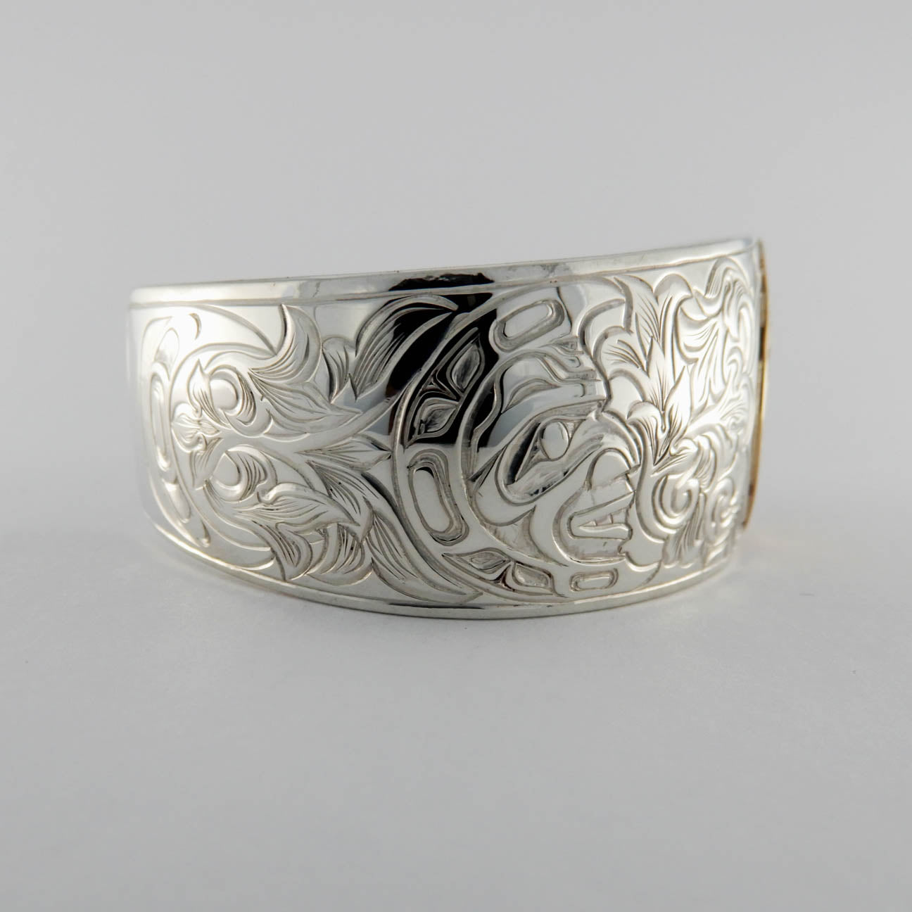 Silver and Gold Moon Bracelet by Kwakwaka'wakw artist Joe Wilson