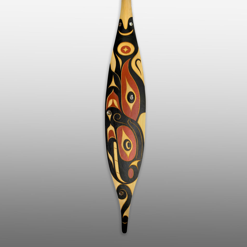 Double-sided Rave and Sea Serpent Paddle by Nuu-chah-nulth carver Joshua Prescott