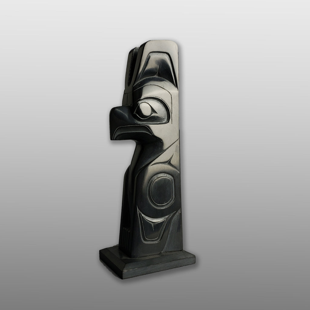 Small Argillite Eagle Totem Pole by Haida carver Denny Dixon