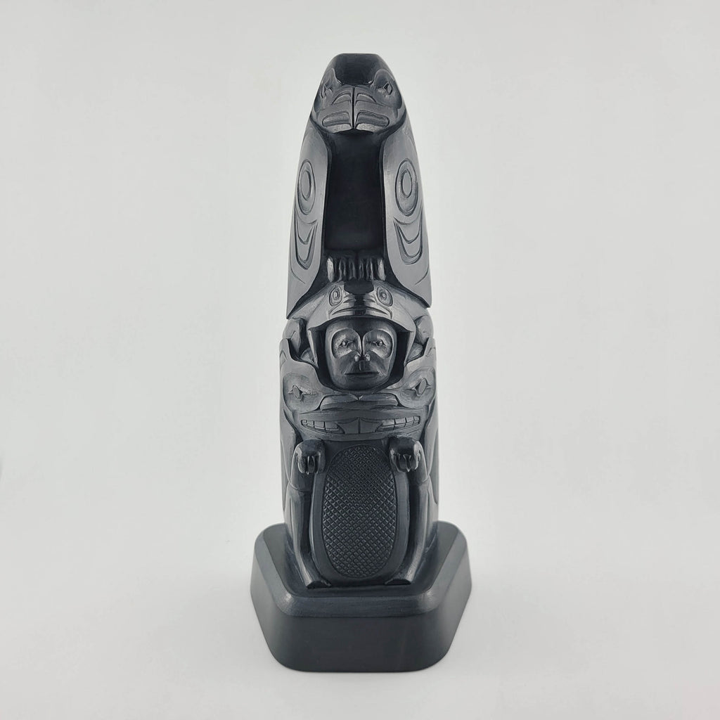 Argillite Totem Pole by Haida Carver Chris Russ